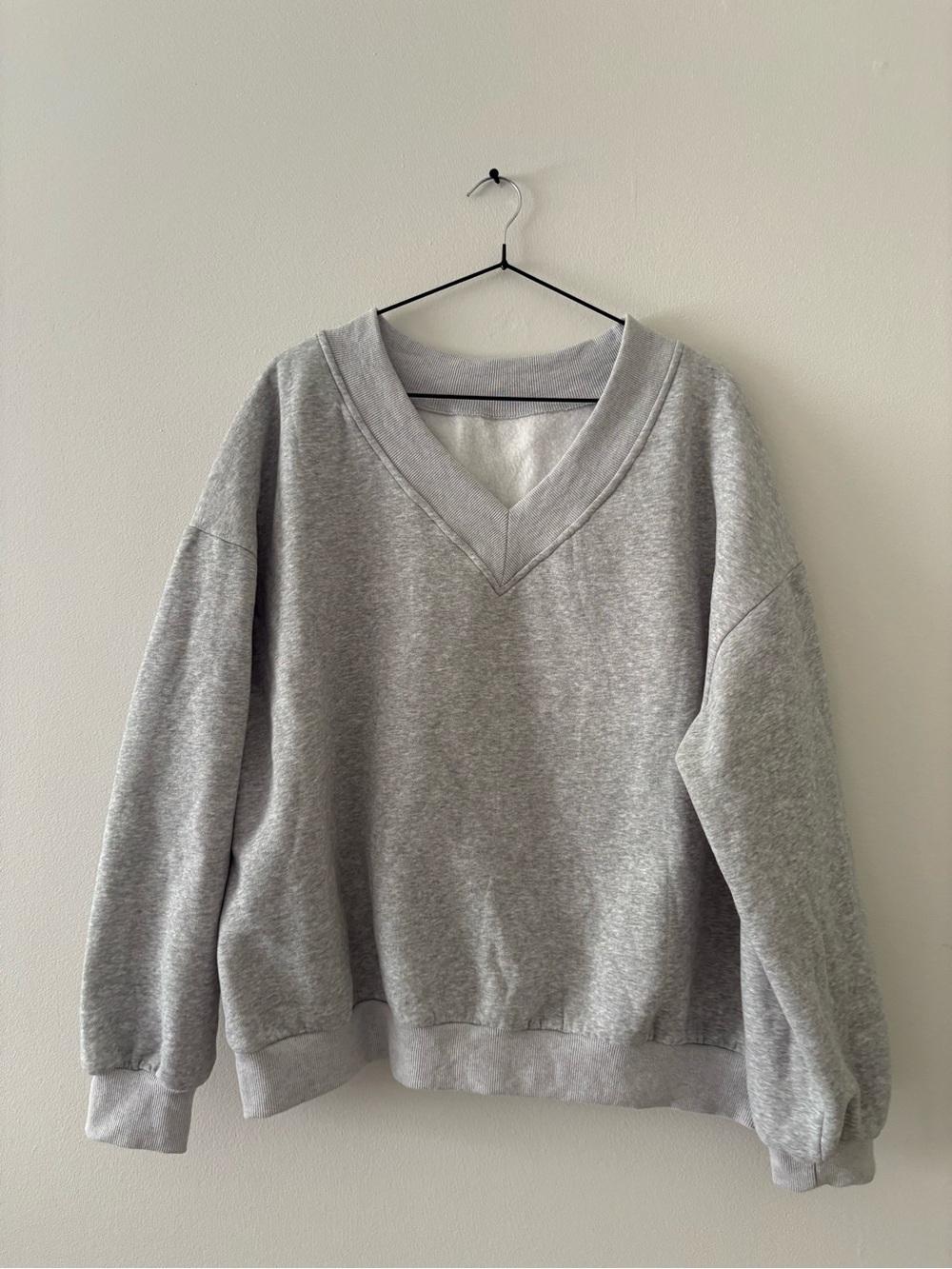 Women's Gray V-Neck Pullover Sweatshirt